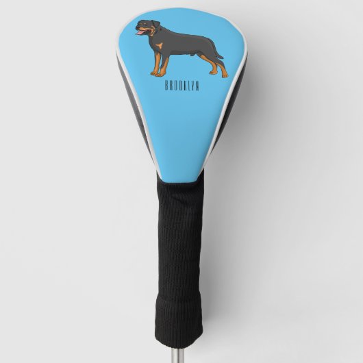 Rottweiler cartoon illustratie golfheadcover (Voorkant)