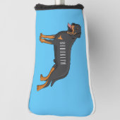 Rottweiler cartoon illustratie golfheadcover (Draai 90)