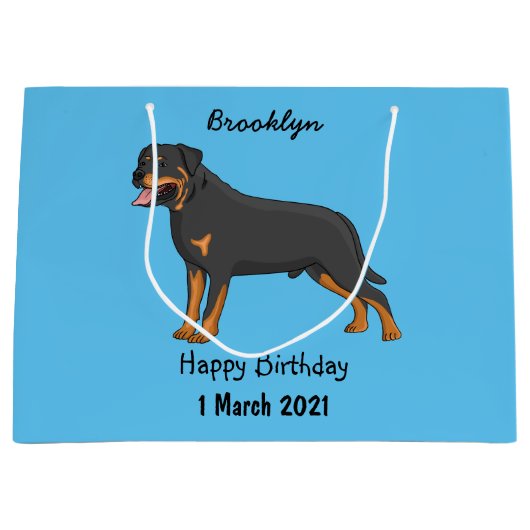 Rottweiler cartoon illustratie groot cadeauzakje (Voorkant)