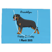 Rottweiler cartoon illustratie groot cadeauzakje (Achterkant)