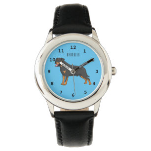 Rottweiler cartoon illustratie horloge