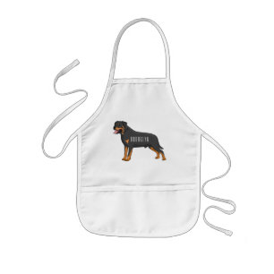 Rottweiler cartoon illustratie kinder schort