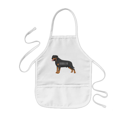 Rottweiler cartoon illustratie kinder schort (Voorkant)