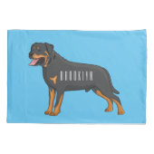 Rottweiler cartoon illustratie kussensloop (Achterkant)