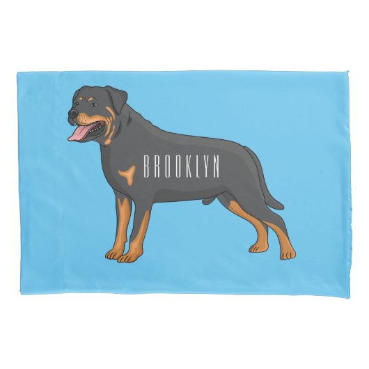 Rottweiler cartoon illustratie kussensloop (Voorkant)