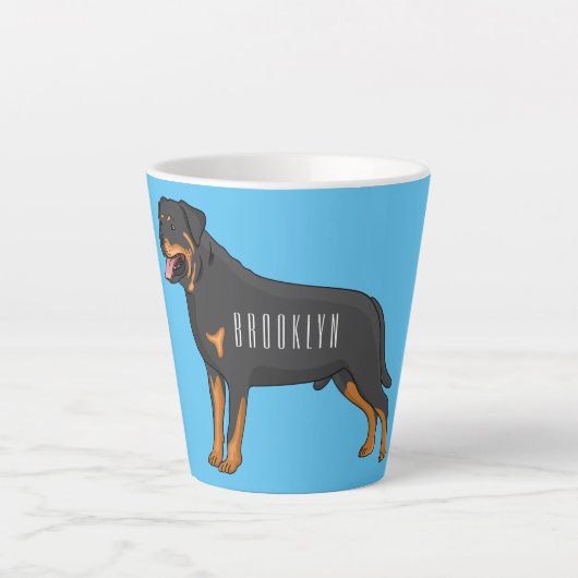 Rottweiler cartoon illustratie latte mok (Voorkant)