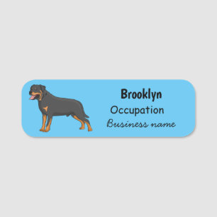 Rottweiler cartoon illustratie naamplaatje