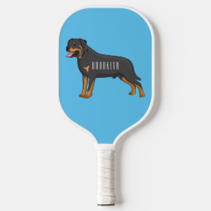 Rottweiler cartoon illustratie pickleball paddle