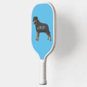 Rottweiler cartoon illustratie pickleball paddle (Links)