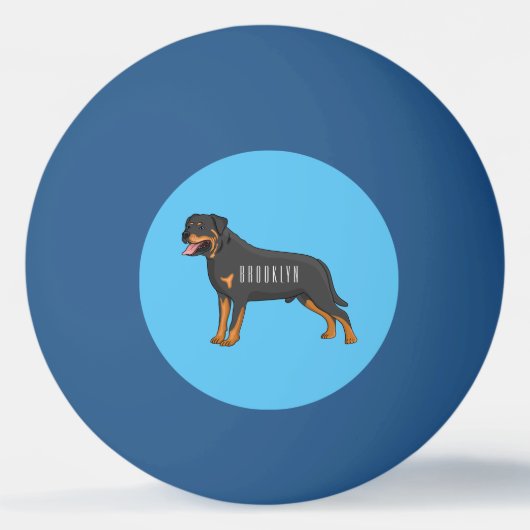 Rottweiler cartoon illustratie pingpongbal (Voorkant)