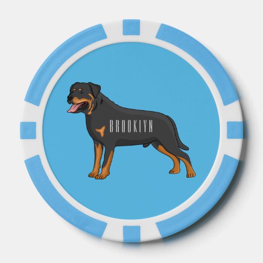 Rottweiler cartoon illustratie poker chips (Voorkant)