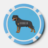 Rottweiler cartoon illustratie poker chips (Achterkant)