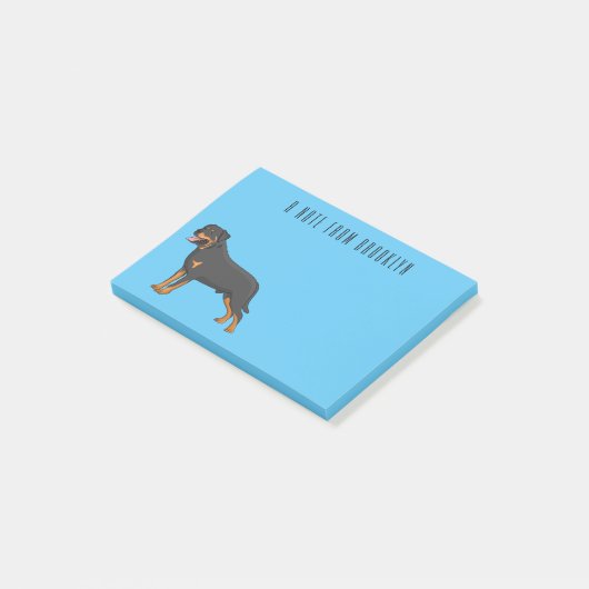 Rottweiler cartoon illustratie post-it® notes (Schuin)