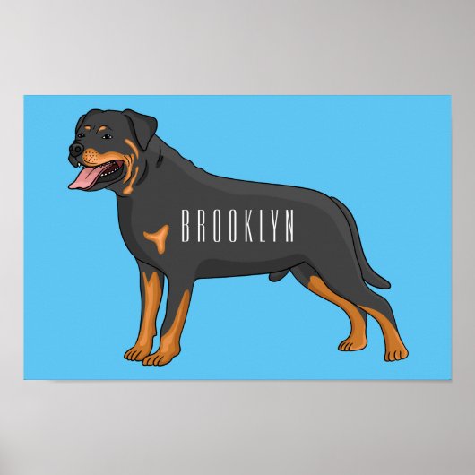 Rottweiler cartoon illustratie poster (Voorkant)
