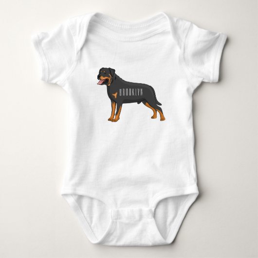 Rottweiler cartoon illustratie romper (Voorkant)