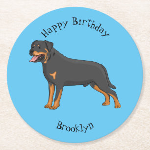 Rottweiler cartoon illustratie ronde kartonnen onderzetter