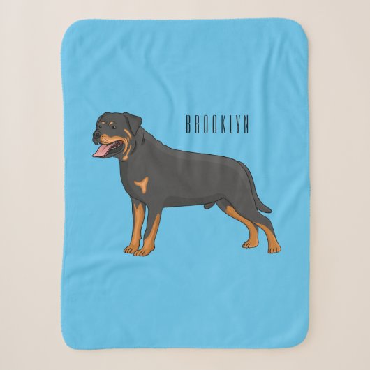 Rottweiler cartoon illustratie sherpa deken (Voorkant)