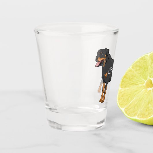Rottweiler cartoon illustratie shot glas (Links)