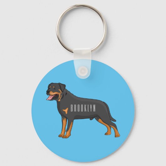 Rottweiler cartoon illustratie sleutelhanger (Voorkant)