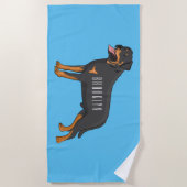 Rottweiler cartoon illustratie strandlaken (Voorkant)