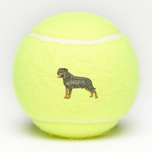 Rottweiler cartoon illustratie tennisballen (Achterkant)