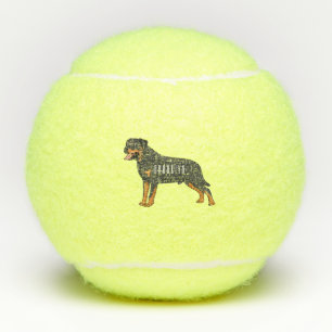 Rottweiler cartoon illustratie tennisballen