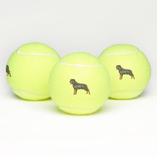 Rottweiler cartoon illustratie tennisballen (Multi)