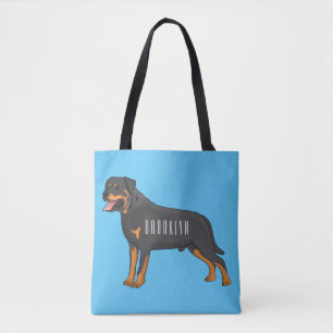 Rottweiler cartoon illustratie tote bag