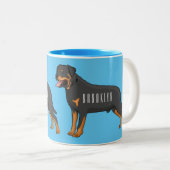 Rottweiler cartoon illustratie tweekleurige koffiemok (Voorkant rechts)