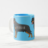 Rottweiler cartoon illustratie tweekleurige koffiemok (Voorkant links)
