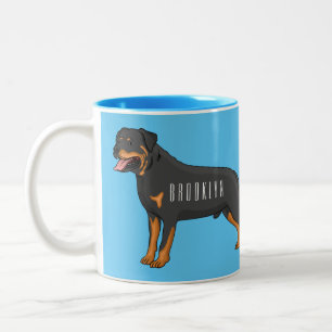 Rottweiler cartoon illustratie tweekleurige koffiemok