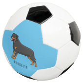 Rottweiler cartoon illustratie voetbal (Drie kwart)