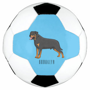 Rottweiler cartoon illustratie voetbal