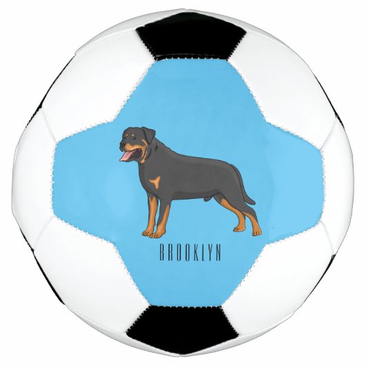 Rottweiler cartoon illustratie voetbal (Voorkant)