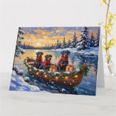 Rottweiler Christmas Boat Holiday Kaart (Gele Bloem)