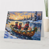 Rottweiler Christmas Boat Holiday Kaart (Voorkant)