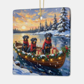 Rottweiler Christmas Boat Holiday Keramisch Ornament (Links)