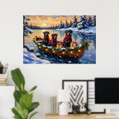 Rottweiler Christmas Boat Holiday Poster (Thuiskantoor)