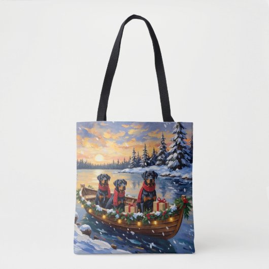Rottweiler Christmas Boat Holiday Tote Bag (Voorkant)