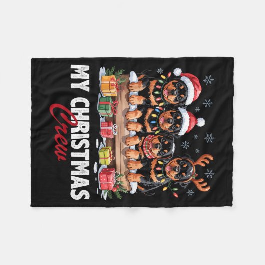 Rottweiler Christmas Crew Funny Dog Lovers Holiday Fleece Deken (Voorkant (Horizontaal))