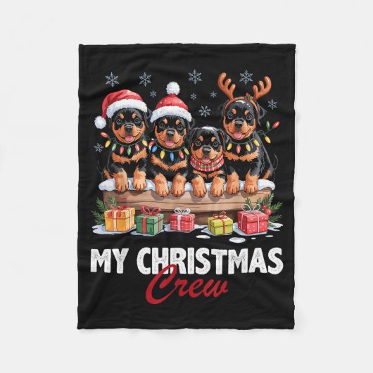 Rottweiler Christmas Crew Funny Dog Lovers Holiday Fleece Deken (Voorkant)