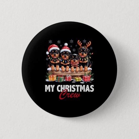 Rottweiler Christmas Crew Funny Dog Lovers Holiday Ronde Button 5,7 Cm (Voorkant)