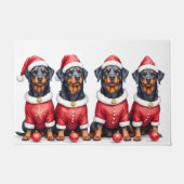 Rottweiler Christmas Dress Santa Hat Deurmat (Voorkant)