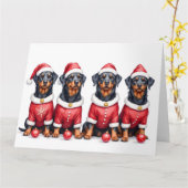 Rottweiler Christmas Dress Santa Hat Kaart (Gele Bloem)