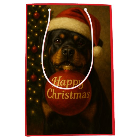 Rottweiler Christmas gift bag Medium Cadeauzakje (Voorkant)