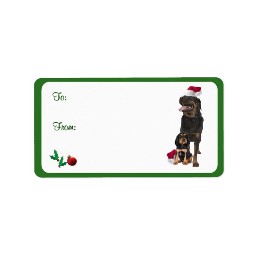 Rottweiler Christmas Gift Label Stickers (Voorkant)