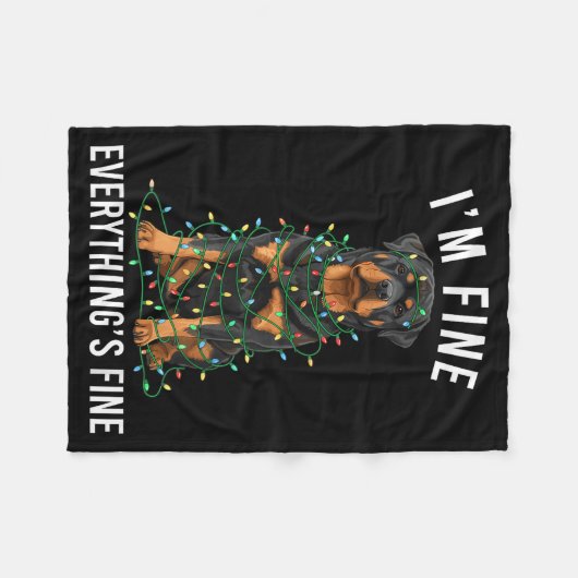 Rottweiler Christmas I'm Fine Everything Is Fine Fleece Deken (Voorkant (Horizontaal))