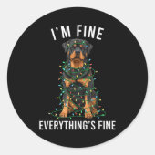 Rottweiler Christmas I'm Fine Everything Is Fine Ronde Sticker (Voorkant)