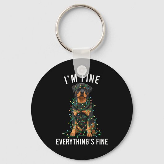 Rottweiler Christmas I'm Fine Everything Is Fine  Sleutelhanger (Voorkant)