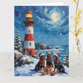 Rottweiler Christmas Lighthouse Holiday Kaart (Gele Bloem)